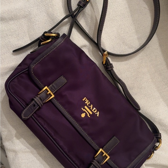 Prada Dark Purple Crossbody Bag with Gold Accents - Picture 1 of 10